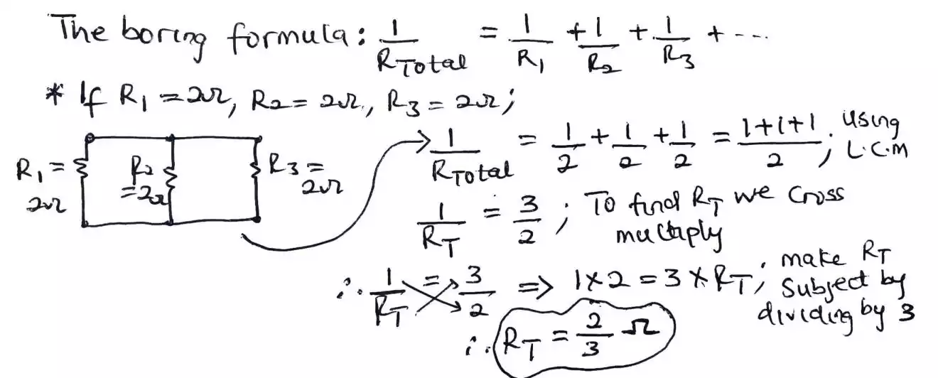 using resistors in parallel formula to solve an example