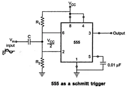 How to Use (or Configure) 555 Timer as a Schmitt Trigger?