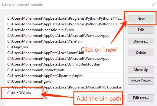 click on new and add the file path
