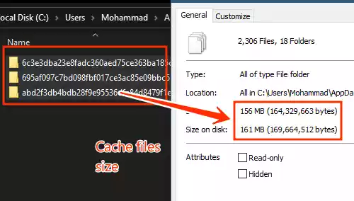 file size of cacheddata