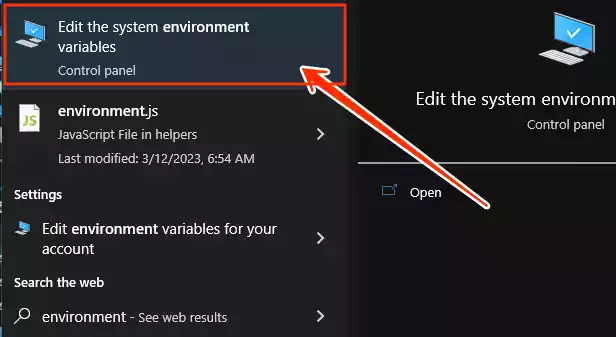 click on edit environment variable