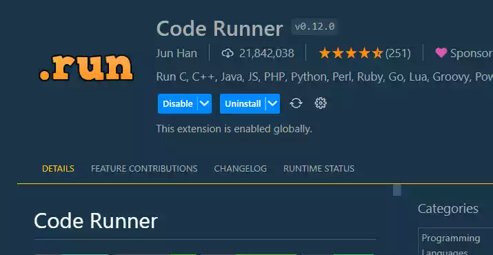 code runner installed