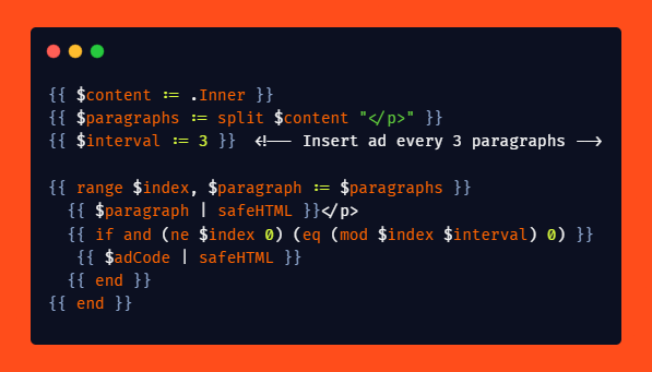 How to Insert Ads Dynamically, for Example, After Every 3 Paragraphs in Hugo
