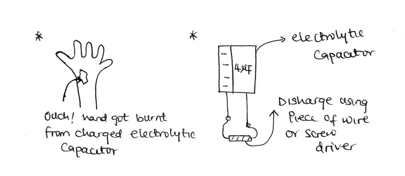 discharge a capacitor with a piece of wire