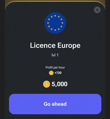 Licence Europe card hamster kombat