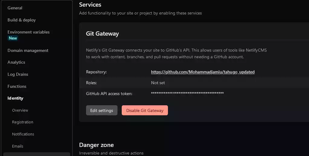 enable git gateway