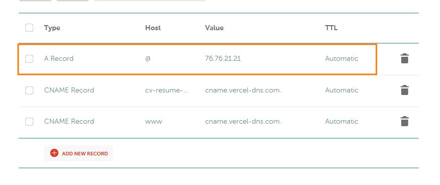 Vercel Incorrect Apex Namecheap