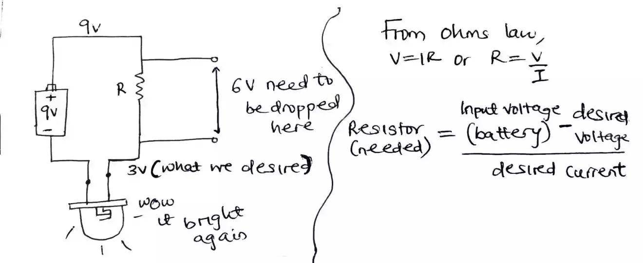 using resistor to limit current and cause voltage drop