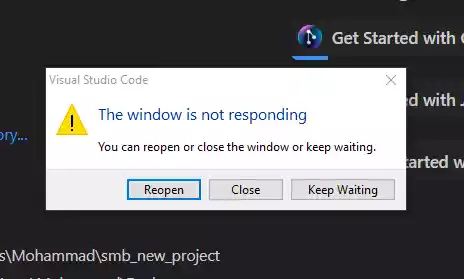 how to fix vscode window not responding